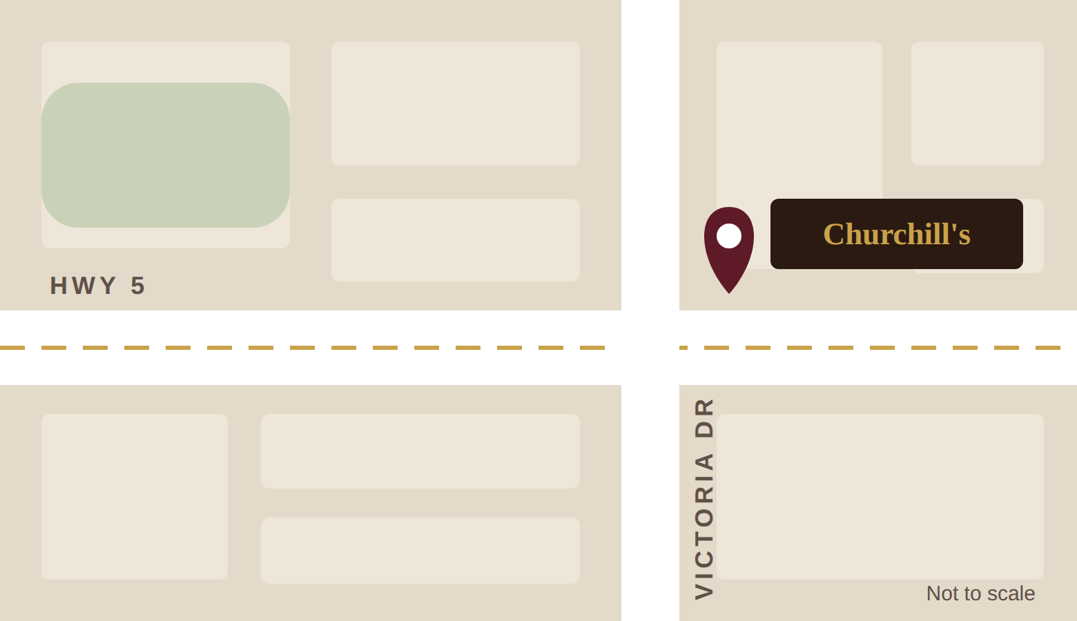Illustrated map of Hwy 5 and Victoria Drive