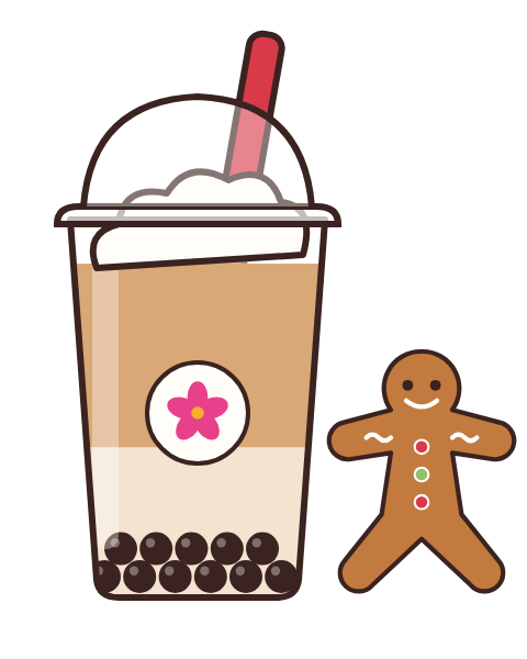 Gingerbread milk tea illustration