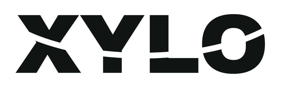 XYLO smile logo in charcoal on warm white