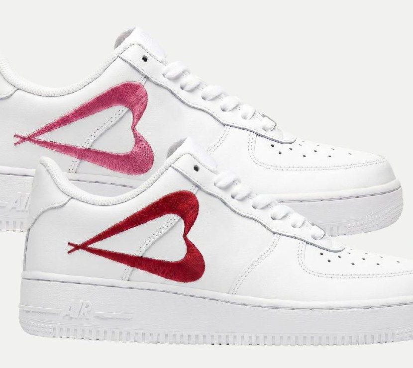 OG edition Air Force 1 with a dense satin-stitch fill heart